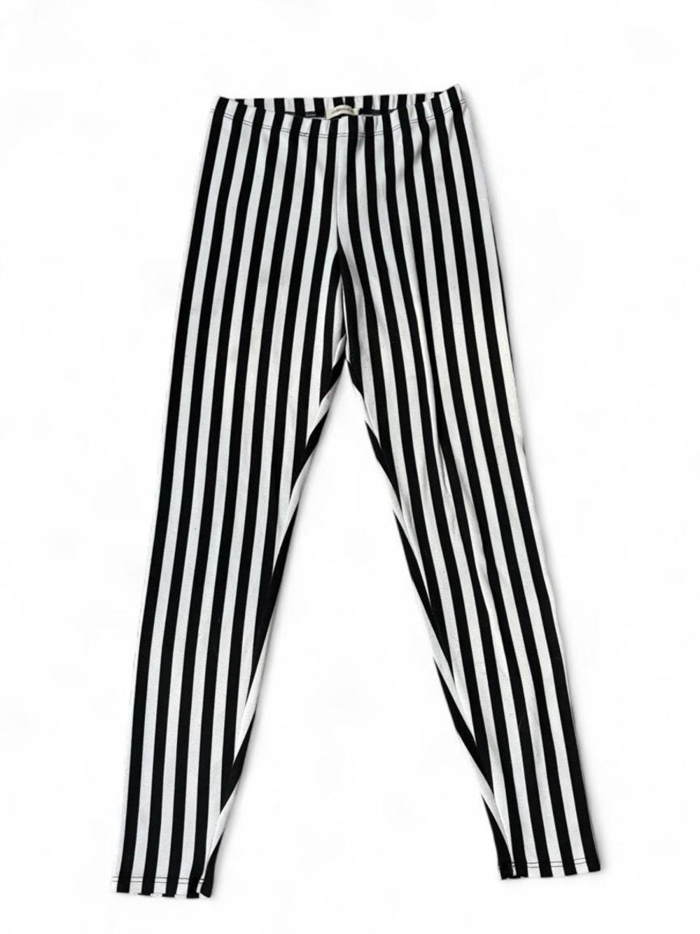 Ambiance Black and White Vertical Stripe Women’s Leggings Small